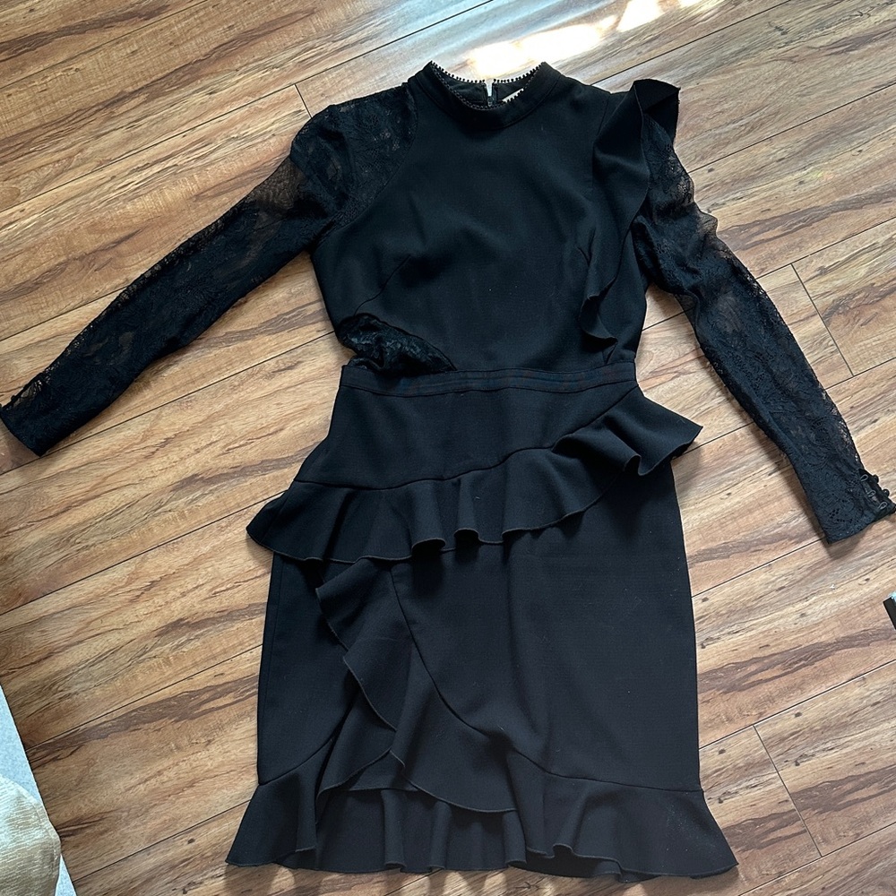 Self-Portrait Black Asymmetrical Lace Dress